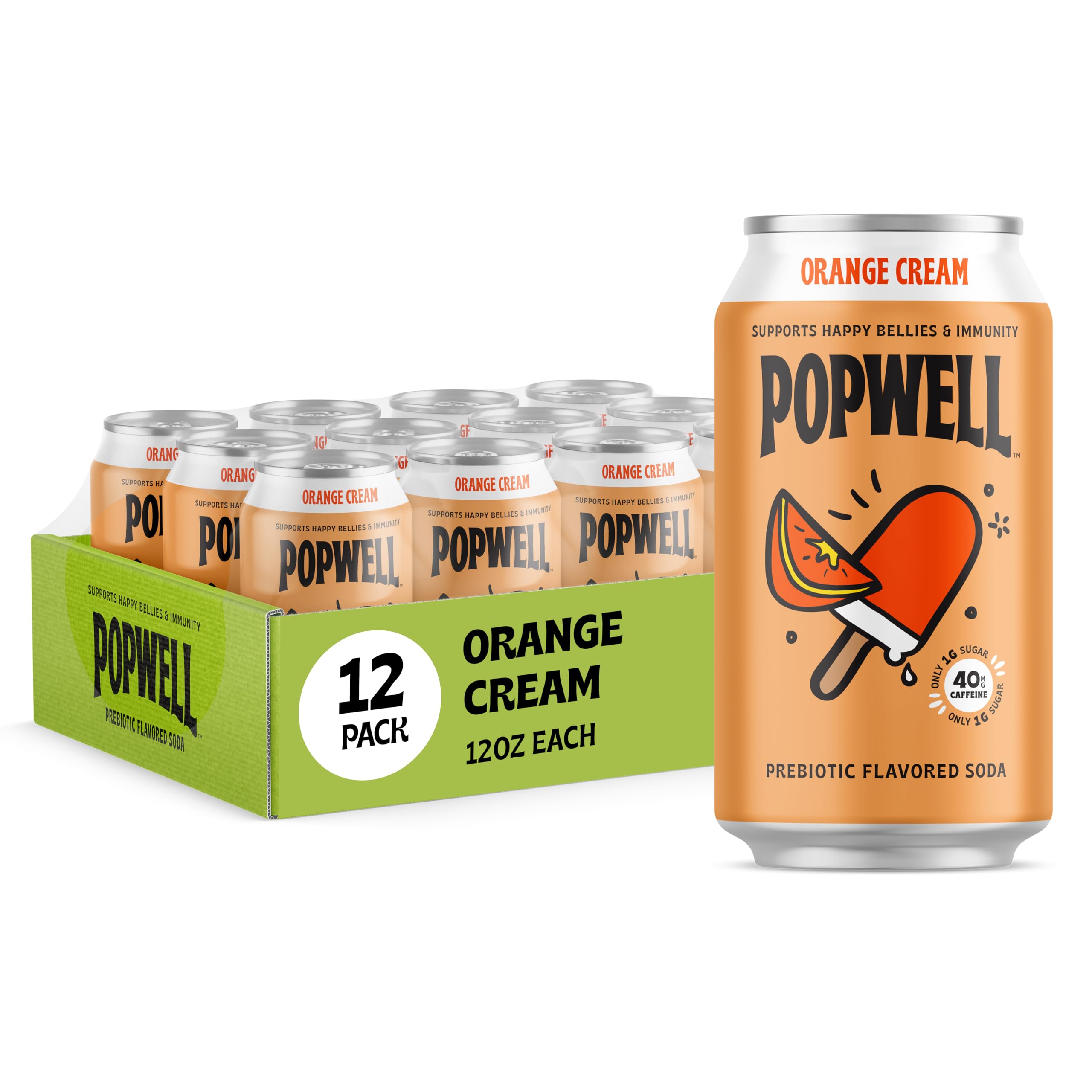 Amazon.com : Popwell Orange Cream Caffeinated Better-For-You